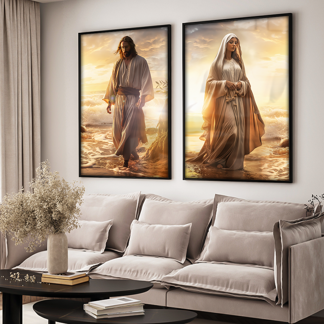 Jesus and Mary on the Beach V1576 Canvas