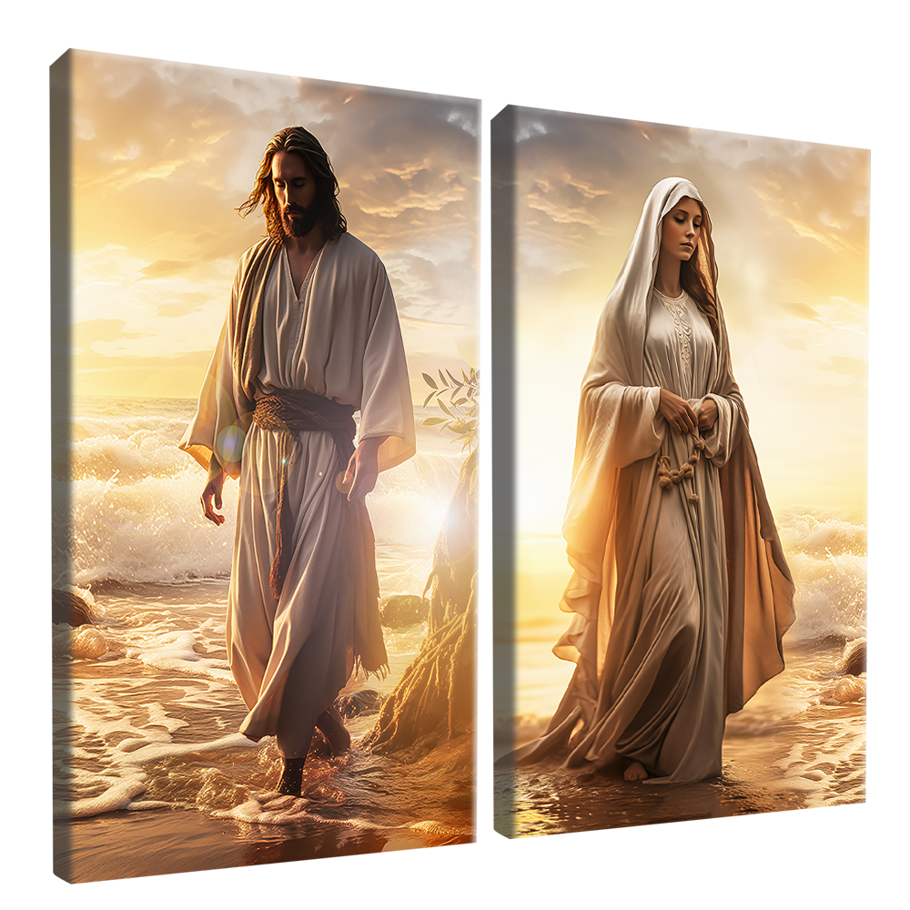 Jesus and Mary on the Beach V1576 Canvas