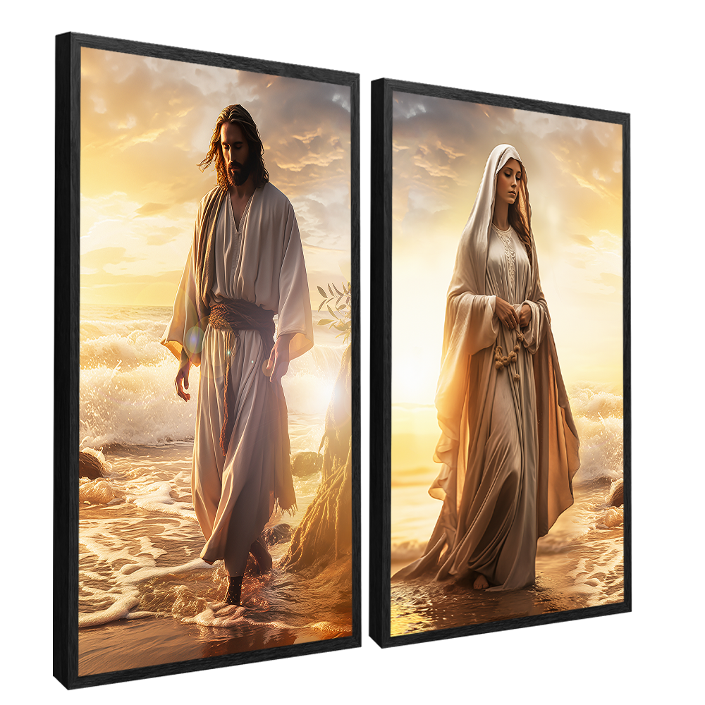 Jesus and Mary on the Beach V1576 Canvas