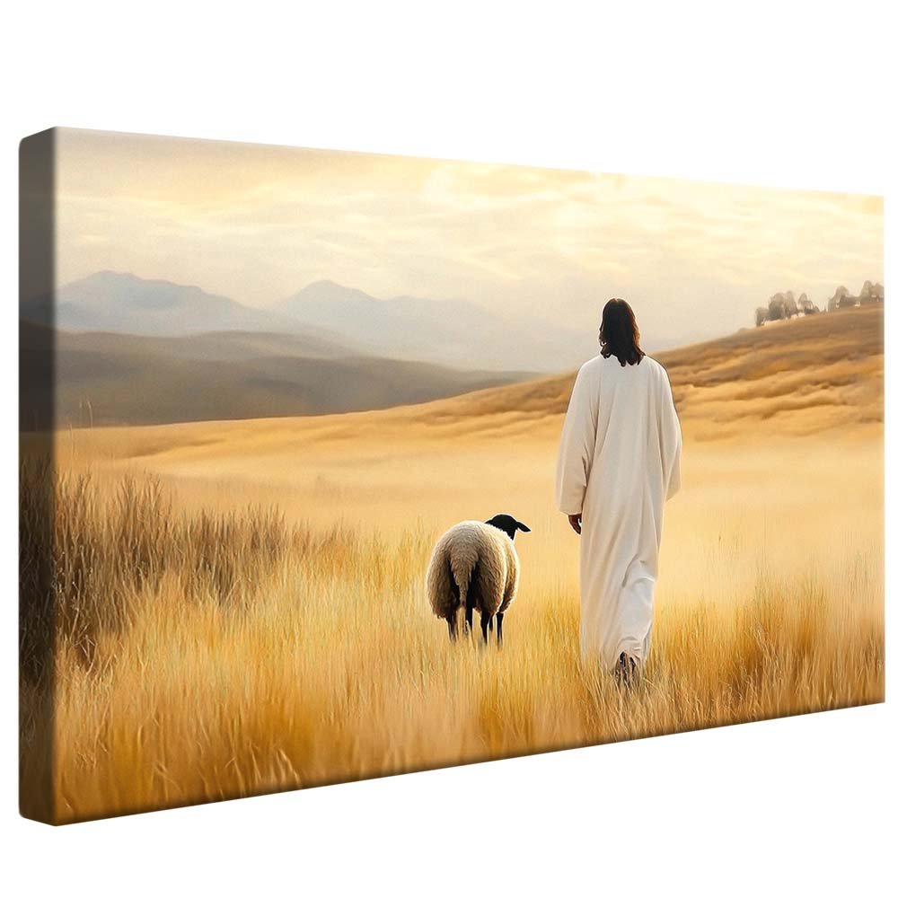 Jesus and Sheep in the Field V2037 Canvas