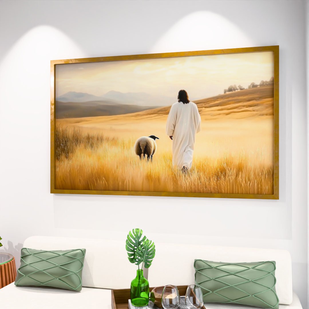 Jesus and Sheep in the Field V2037 Canvas