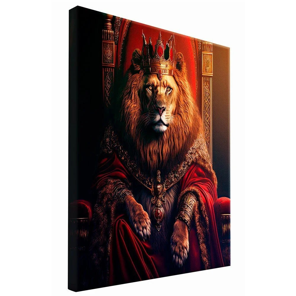 King Lion on Throne Canvas