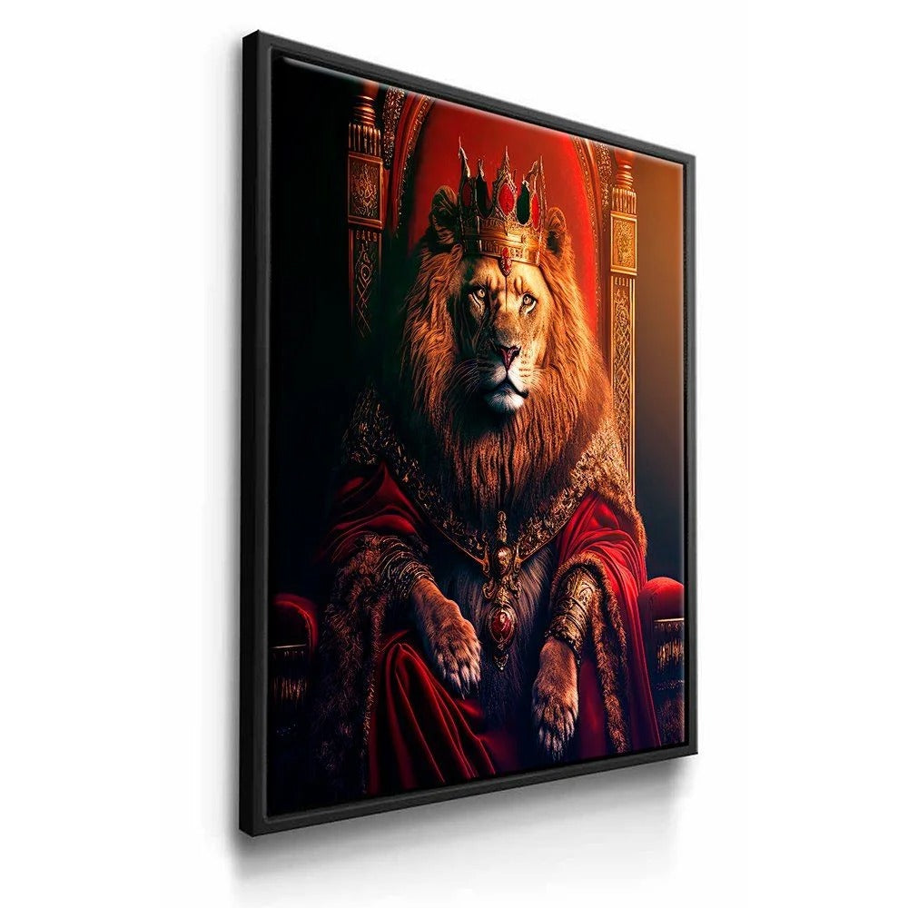 King Lion on Throne Canvas