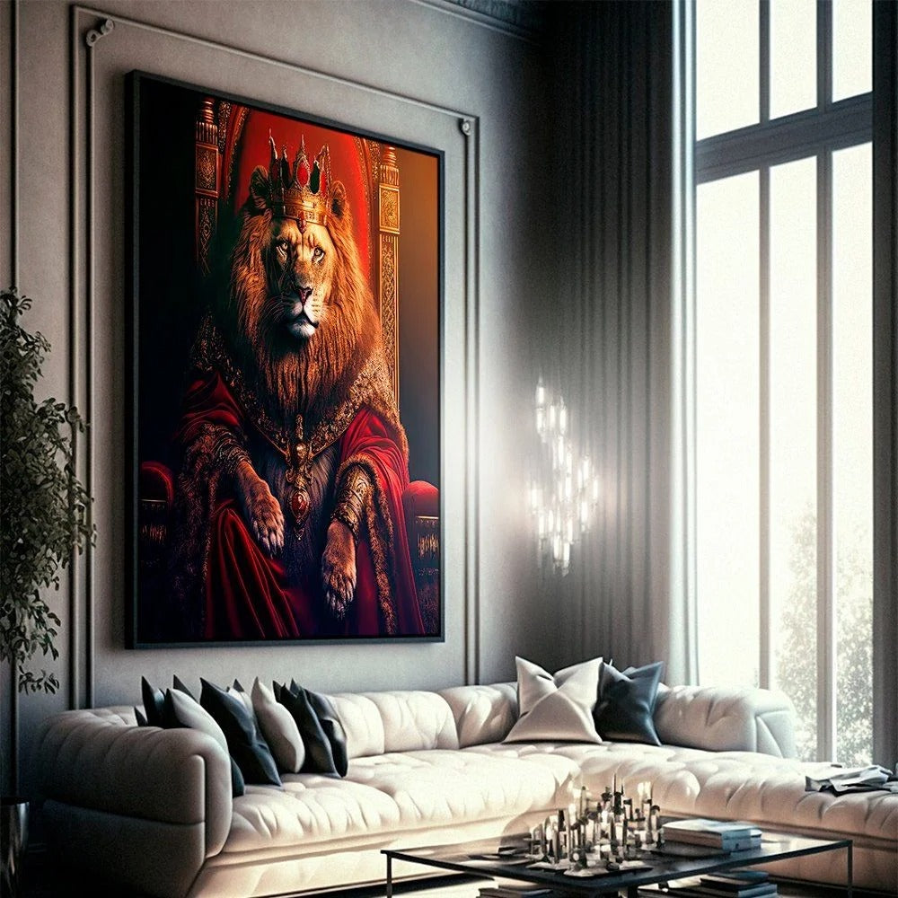 King Lion on Throne Canvas