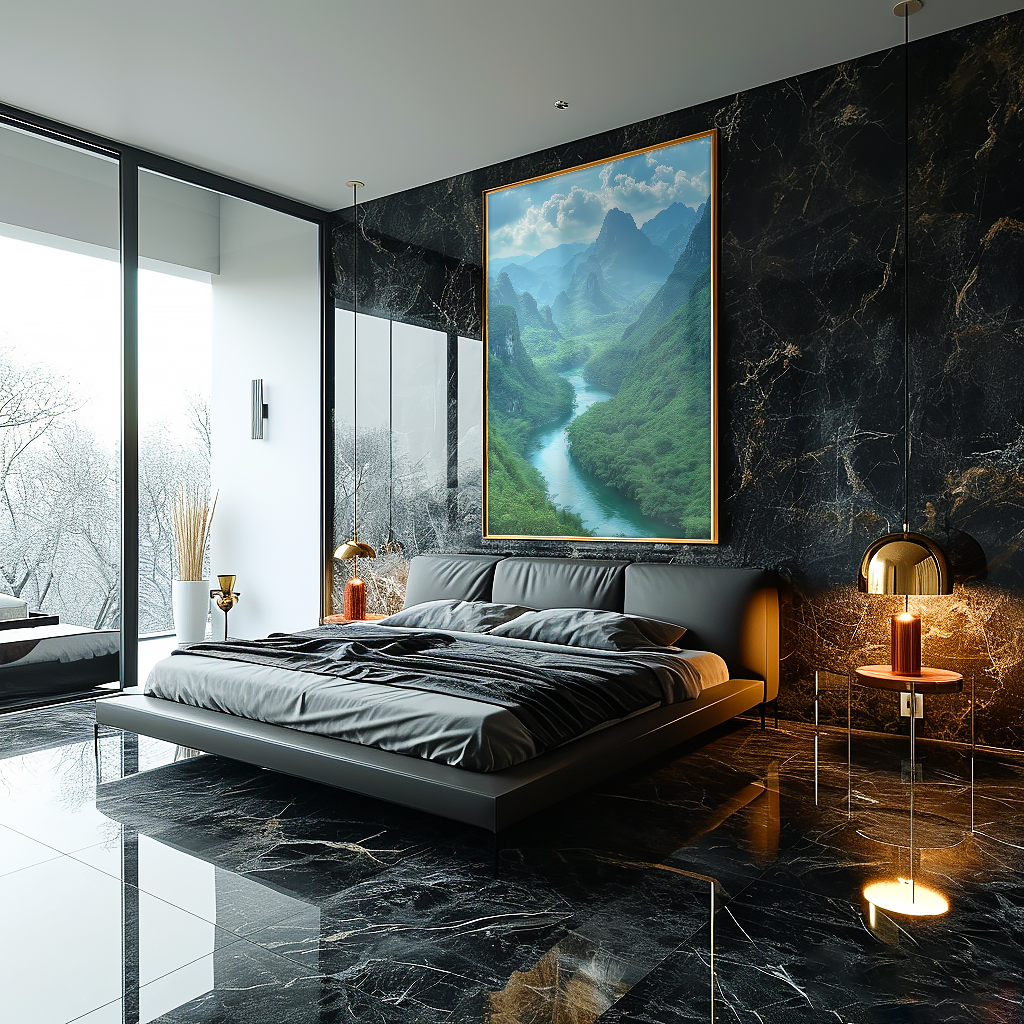 Lake among Mountains and Forests V1201 Canvas