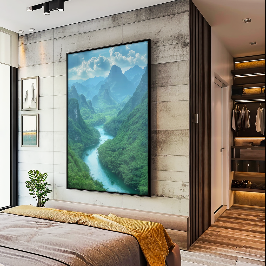 Lake among Mountains and Forests V1201 Canvas
