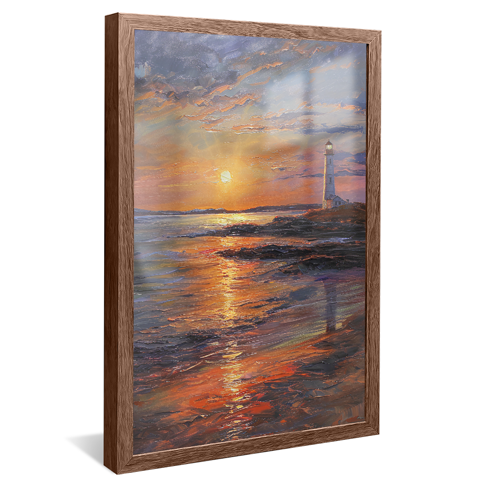 Lighthouse at Sunset Painting V1163 Canvas