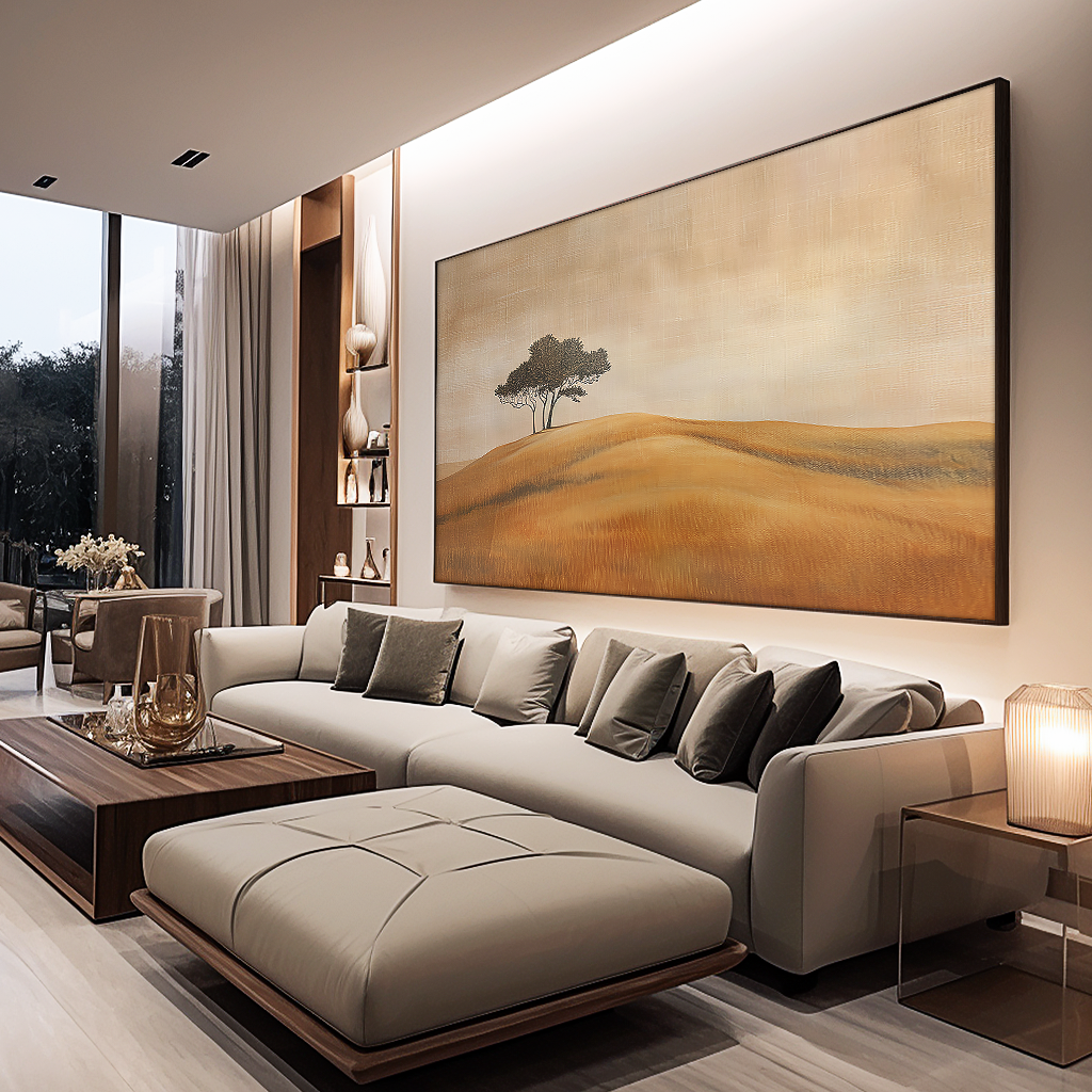 Linen Field and Tree V1217 Canvas