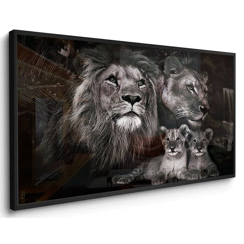 Lion Family Two Puppies Canvas