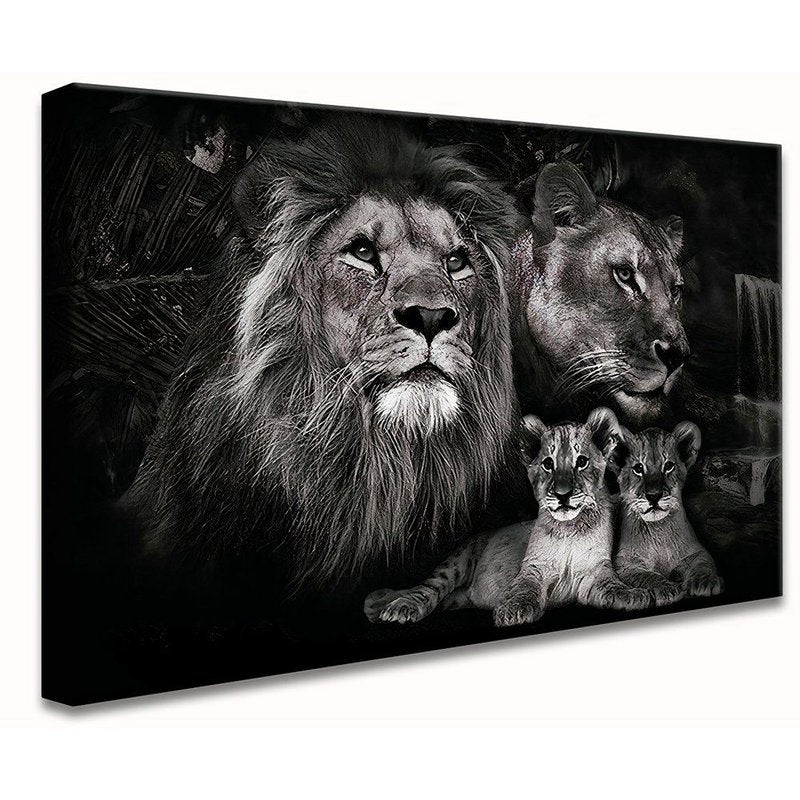 Lion Family Two Puppies Canvas