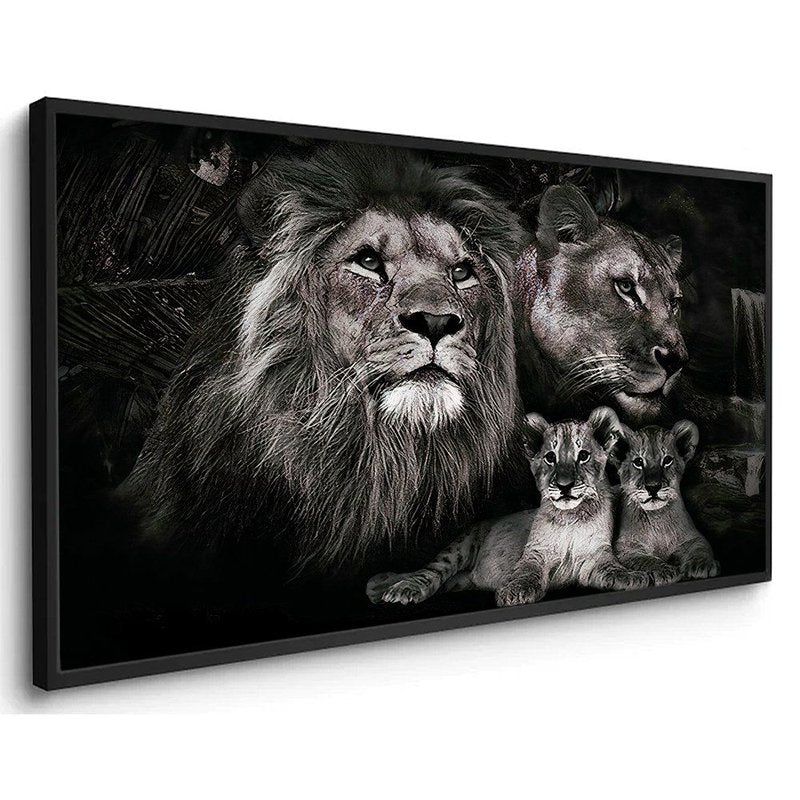 Lion Family Two Puppies Canvas