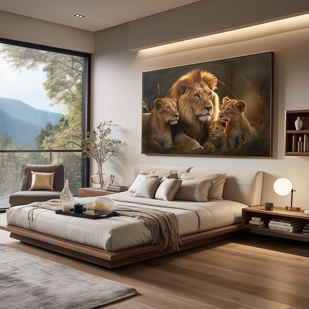 Lion Family with 2 Cubs V835 Canvas