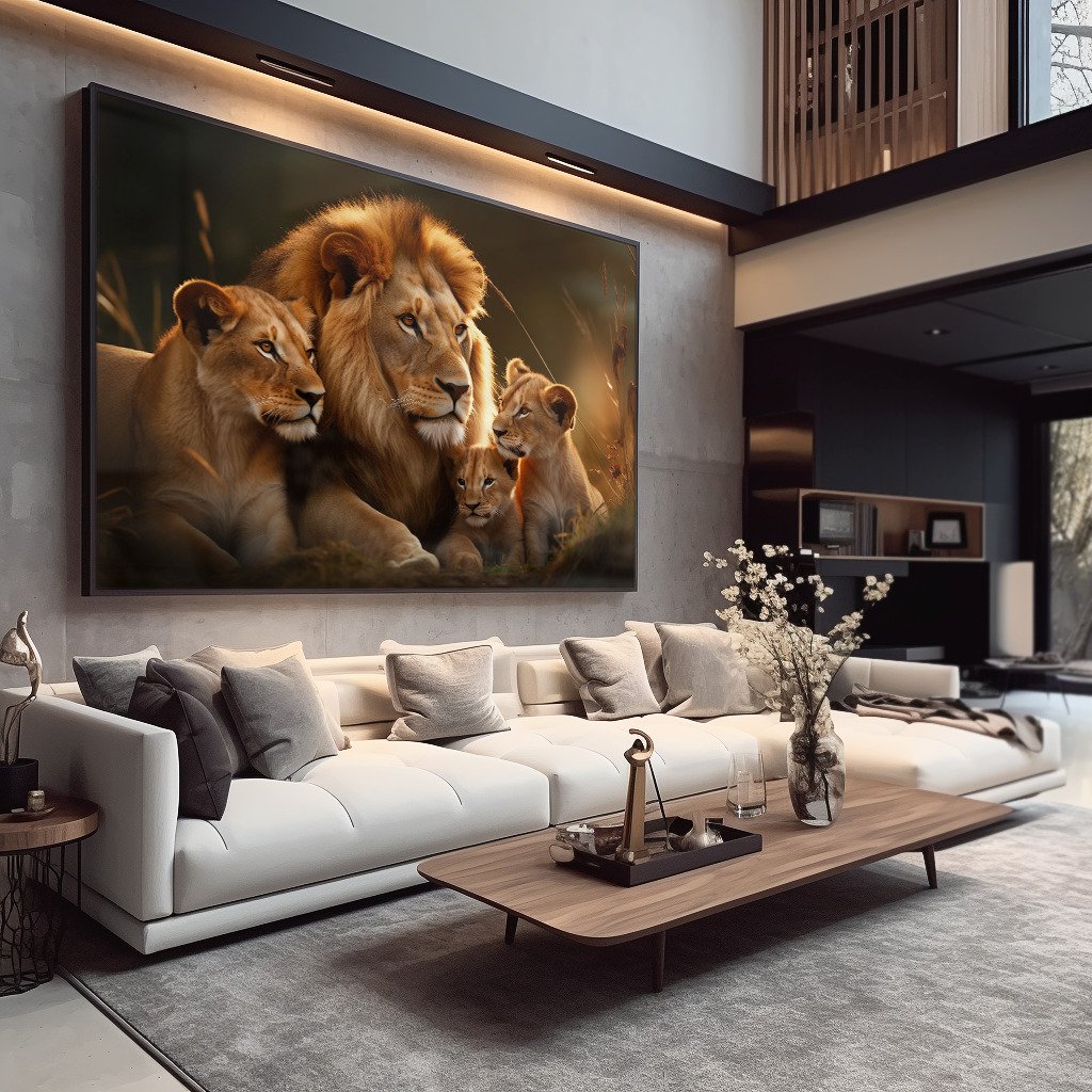 Lion Family with 2 Cubs V835 Canvas