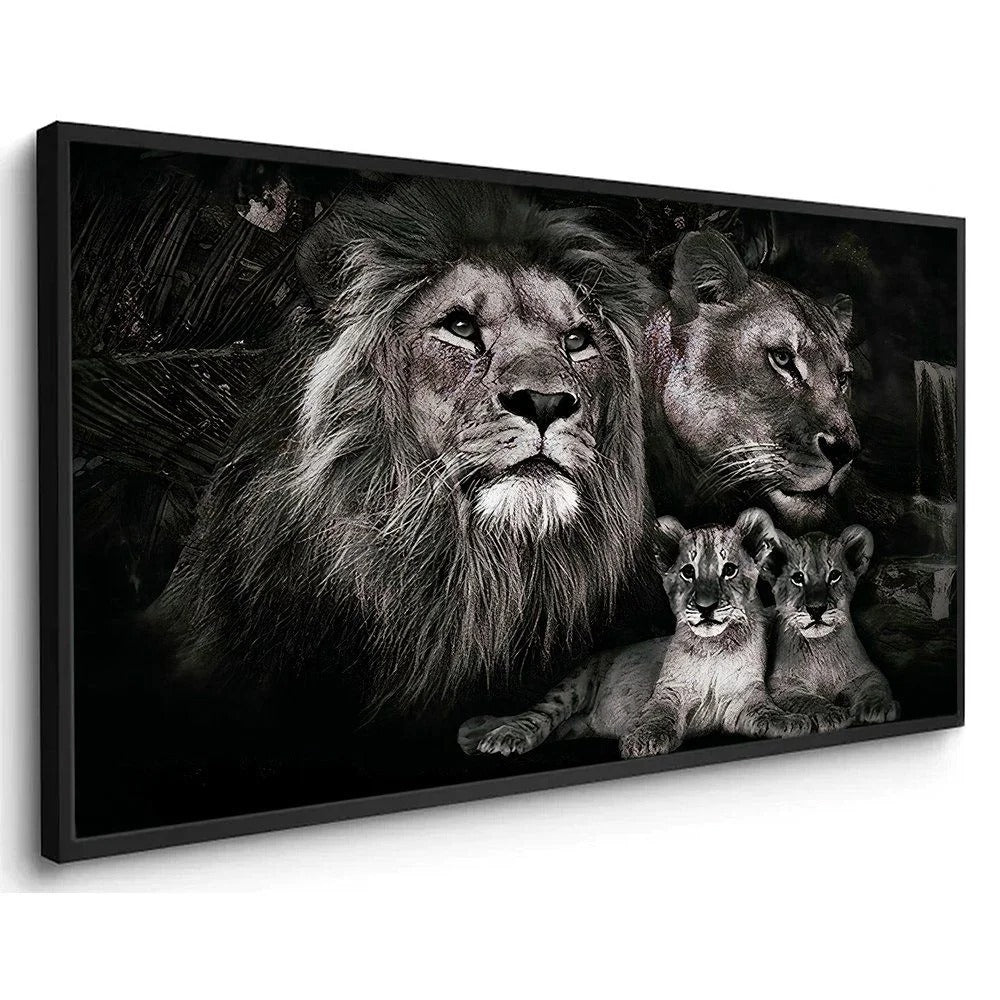 Lion Family with Two Cubs Canvas