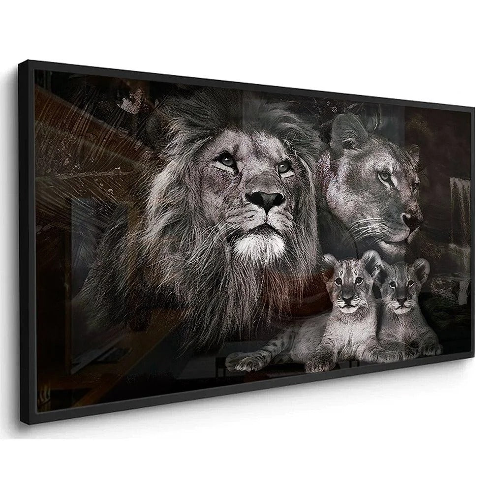 Lion Family with Two Cubs Canvas