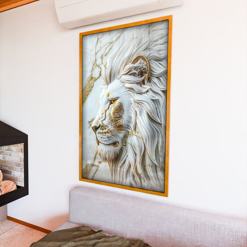 Lion and Marble White V1856 Canvas