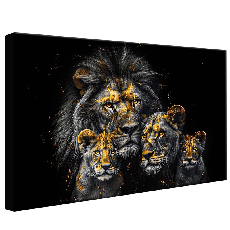 Lion and Puppies V1994 Canvas