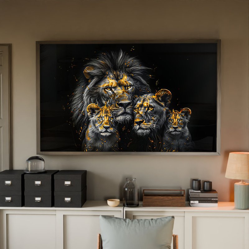 Lion and Puppies V1994 Canvas