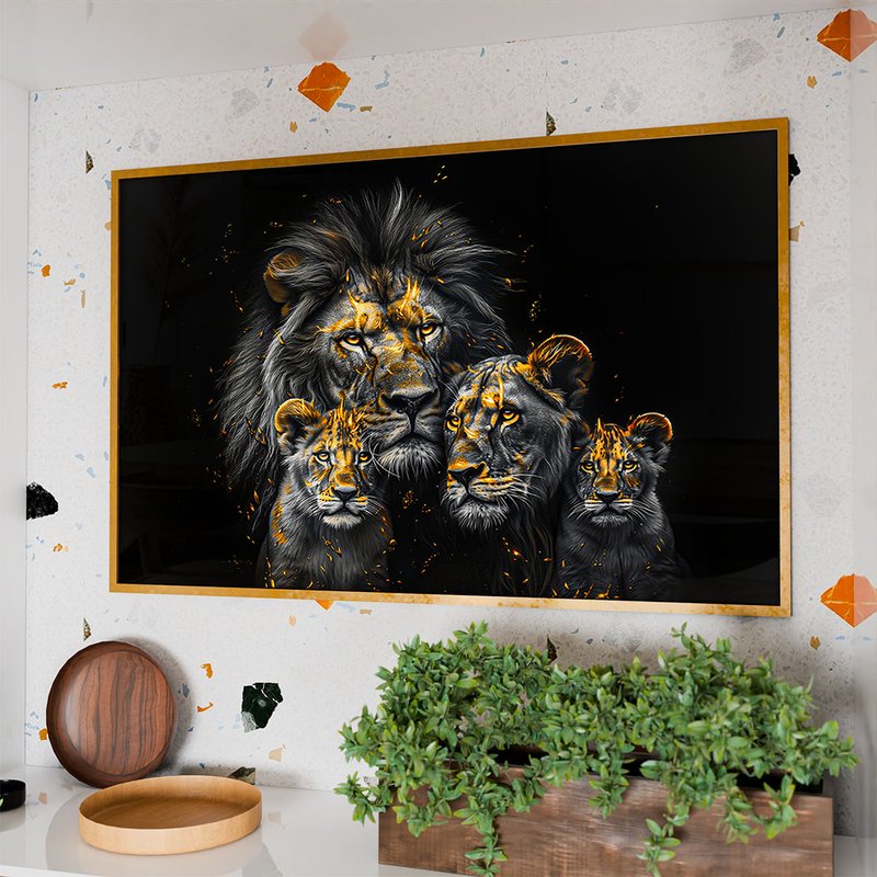 Lion and Puppies V1994 Canvas