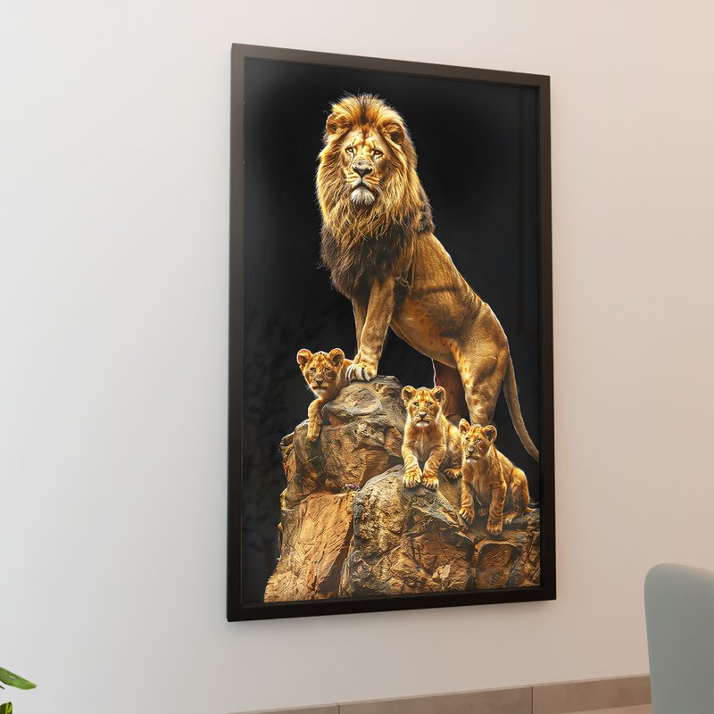 Lion and Puppies at Top V1964 Canvas