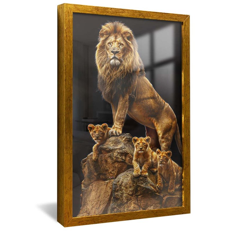 Lion and Puppies at Top V1964 Canvas