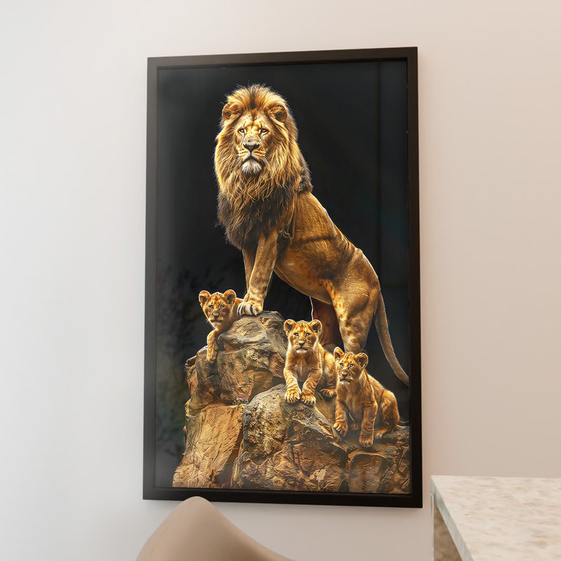 Lion and Puppies at Top V1964 Canvas