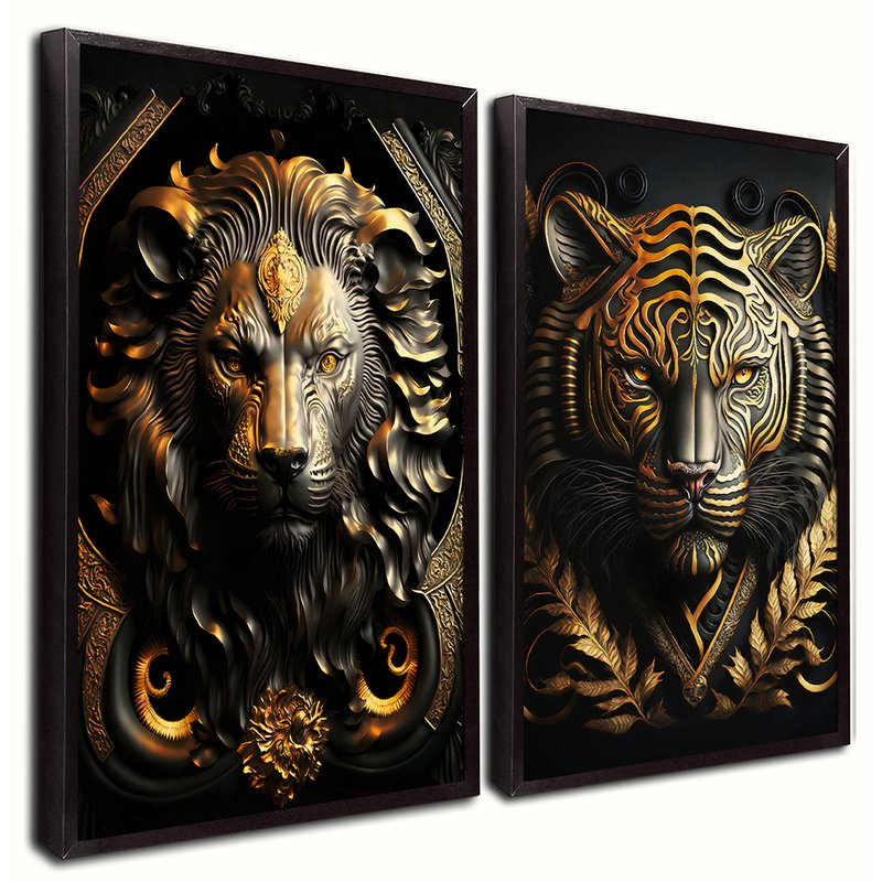 Lion and Tiger 3d Kit with 2 Tables Canvas