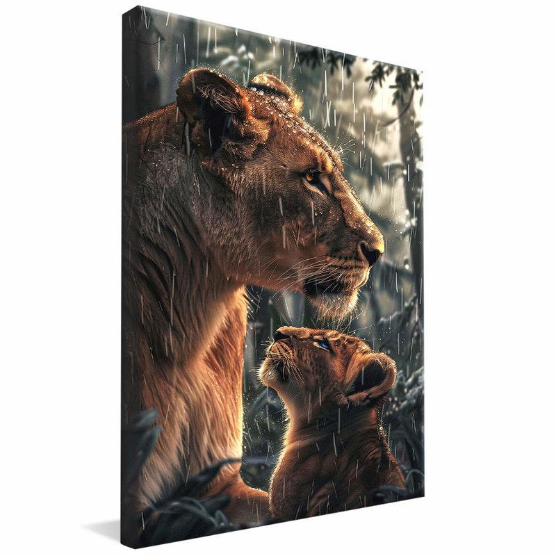 Lioness Protecting Puppy V1928 Canvas