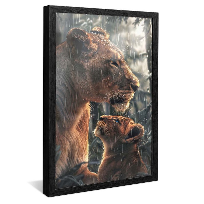 Lioness Protecting Puppy V1928 Canvas