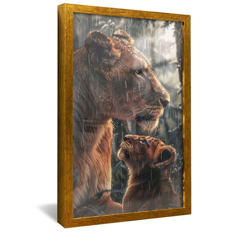 Lioness Protecting Puppy V1928 Canvas