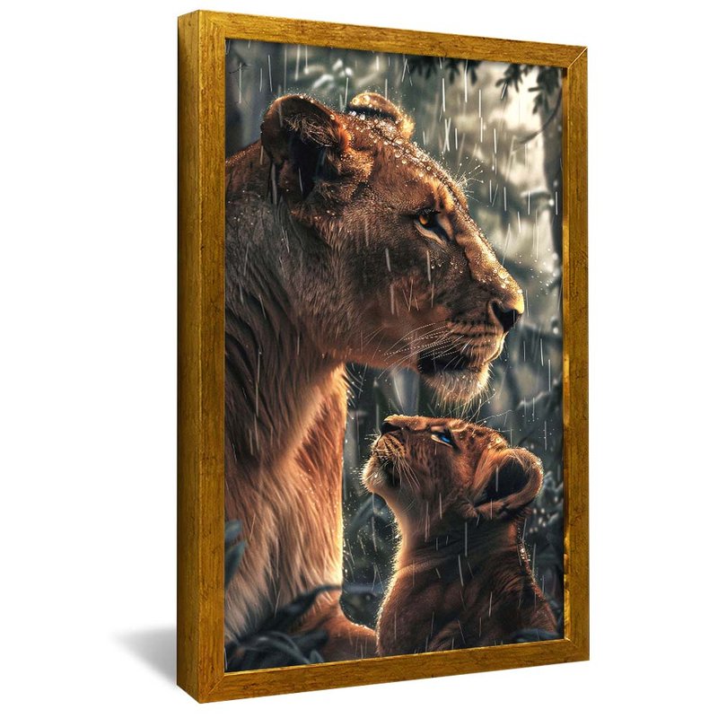 Lioness Protecting Puppy V1928 Canvas