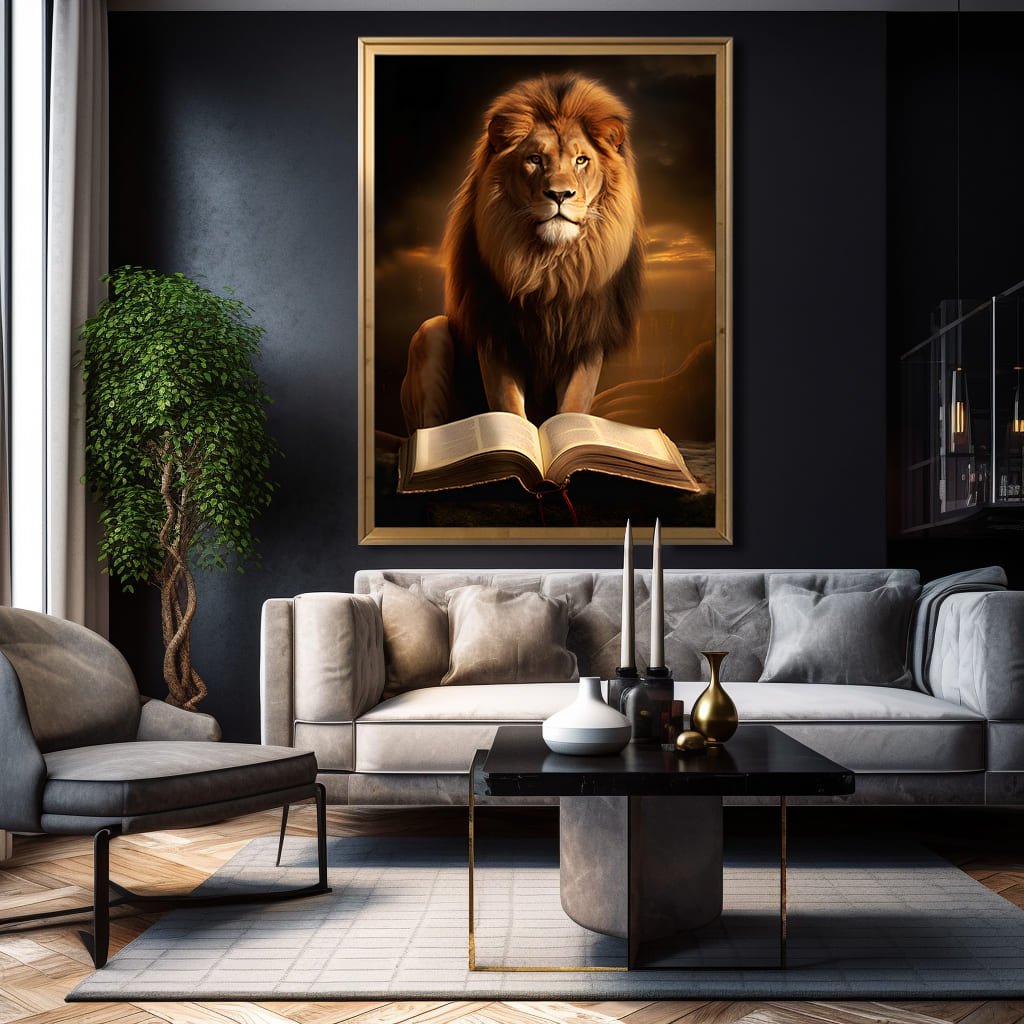 Lion of Judah with Sacred Writings Canvas