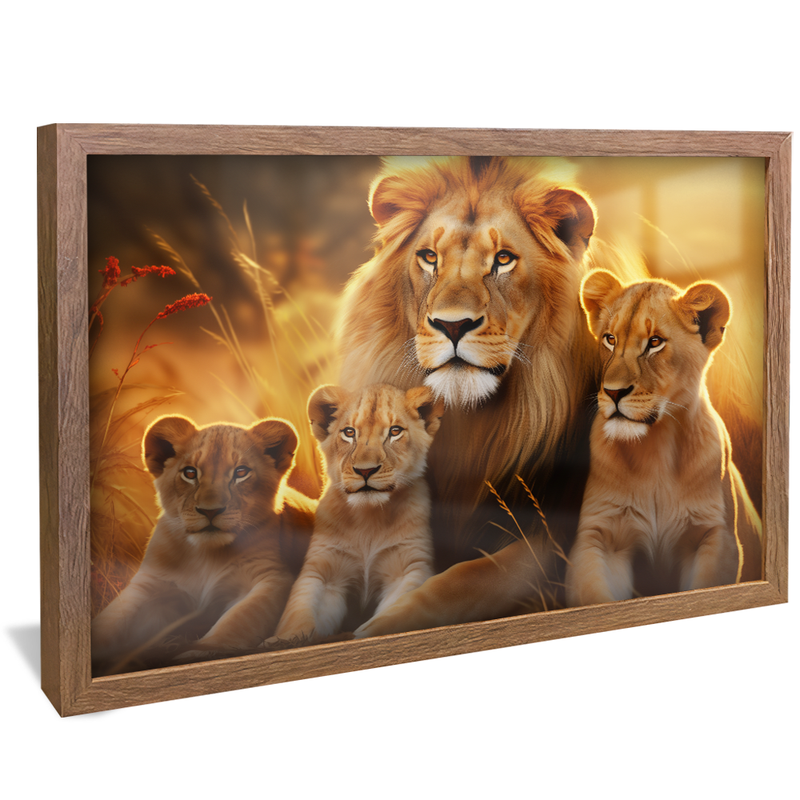 Lions Family Two Puppies V834 Canvas