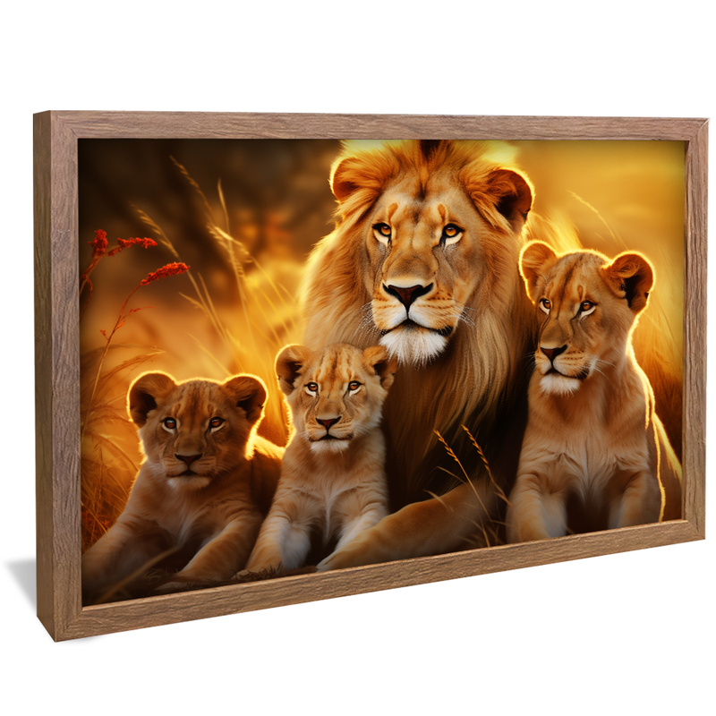 Lions Family Two Puppies V834 Canvas