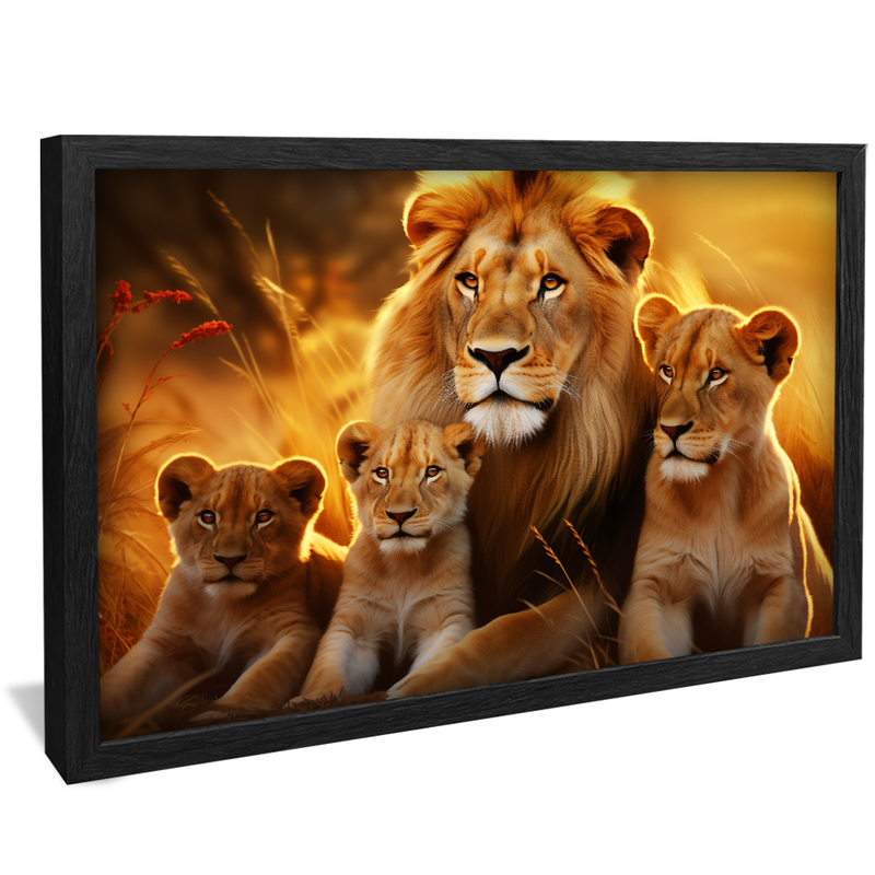 Lions Family Two Puppies V834 Canvas