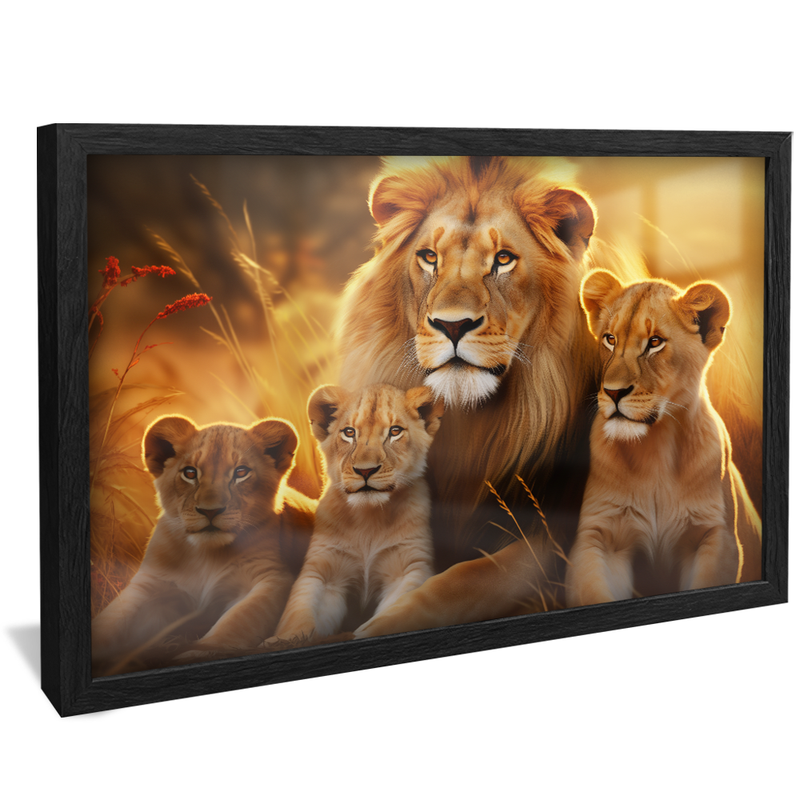 Lions Family Two Puppies V834 Canvas