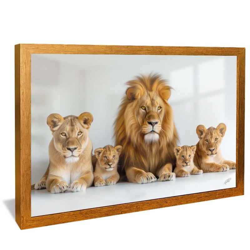 Lions and 3 Puppies V1804 Canvas