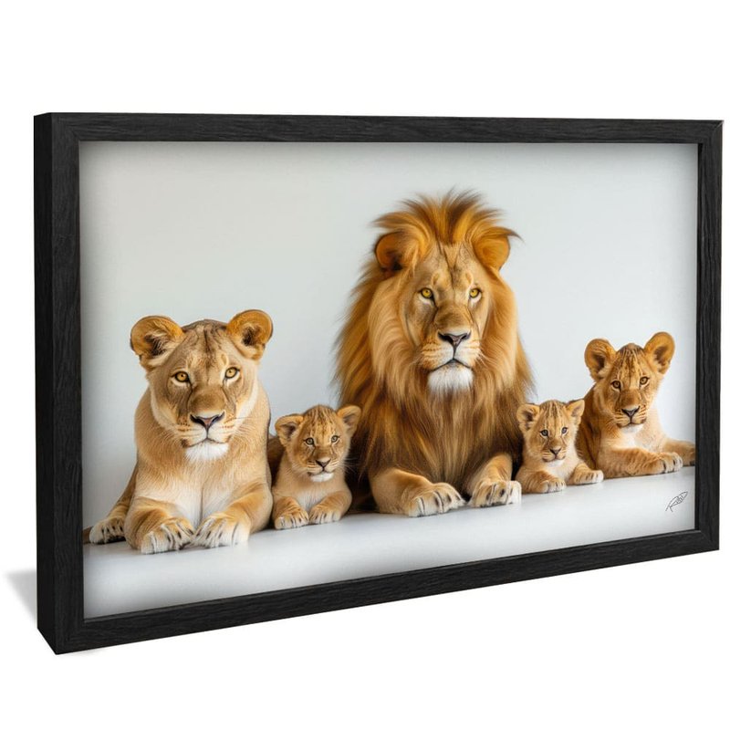 Lions and 3 Puppies V1804 Canvas