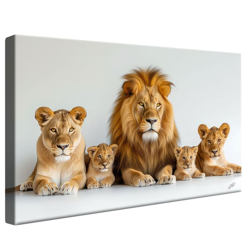 Lions and 3 Puppies V1804 Canvas