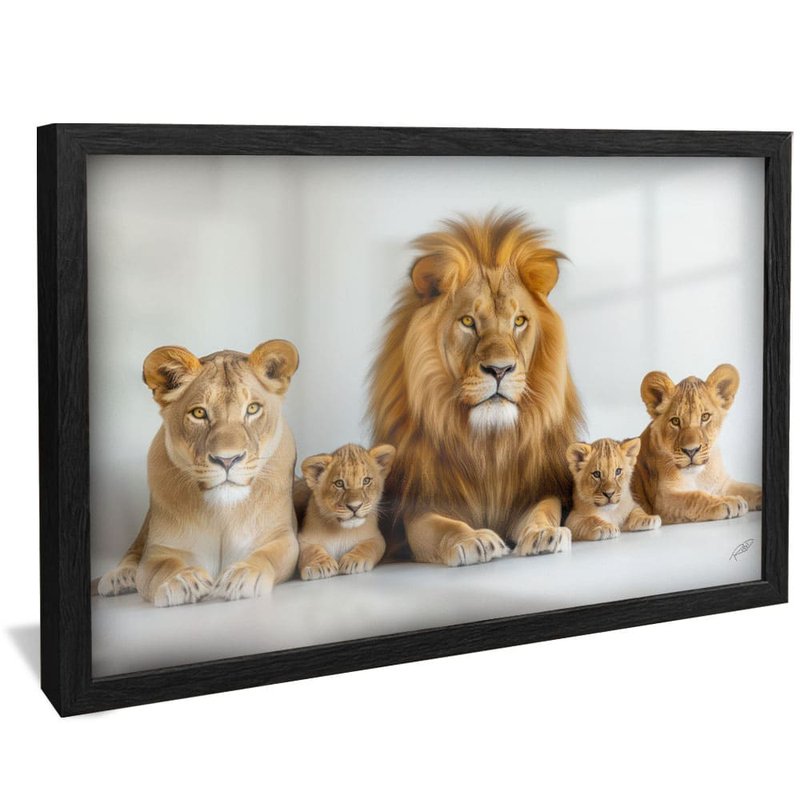 Lions and 3 Puppies V1804 Canvas