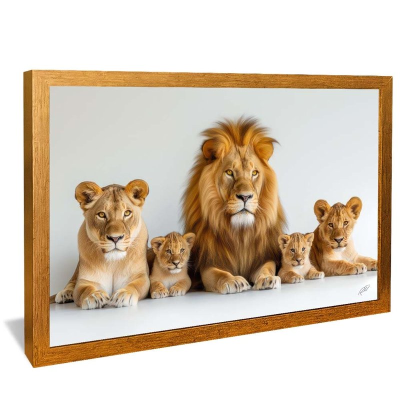 Lions and 3 Puppies V1804 Canvas