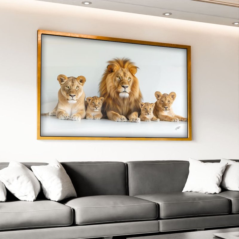 Lions and 3 Puppies V1804 Canvas