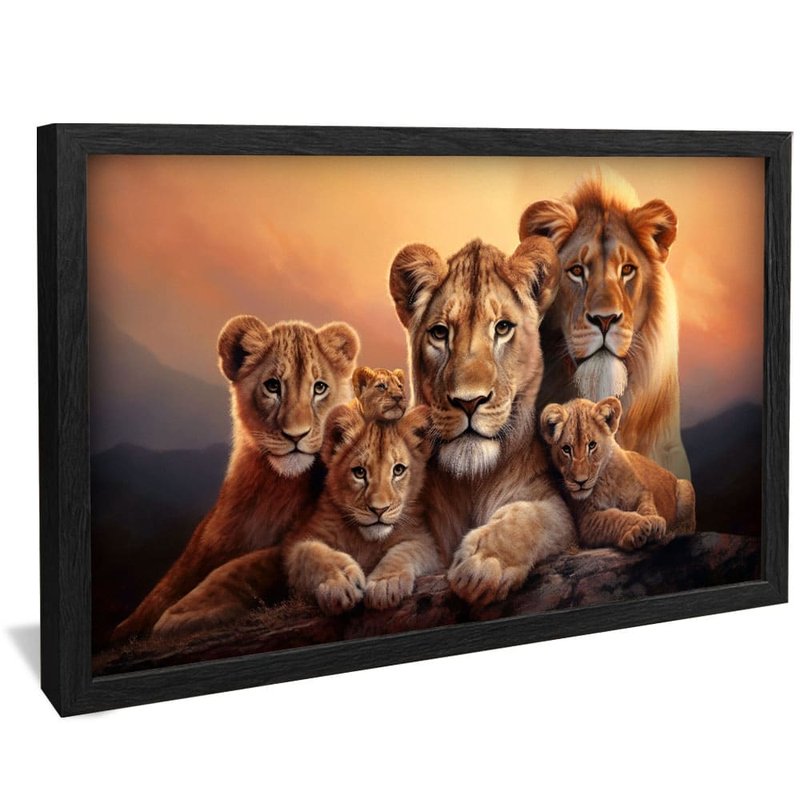 Lions and 4 Puppies V1741 Canvas