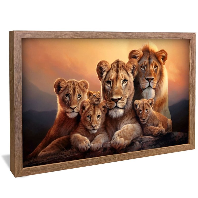 Lions and 4 Puppies V1741 Canvas