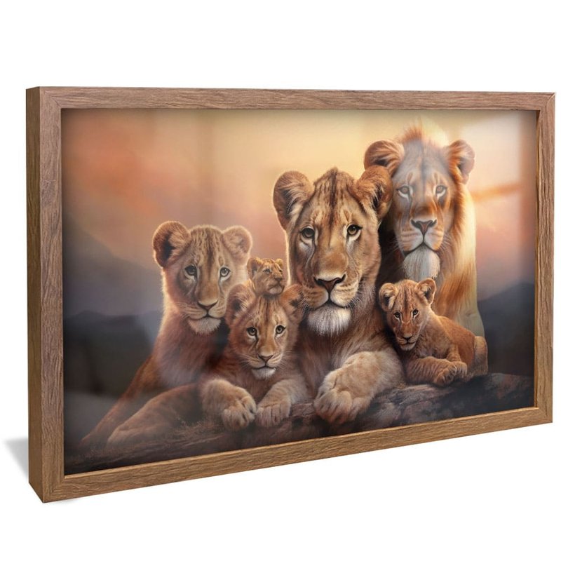 Lions and 4 Puppies V1741 Canvas