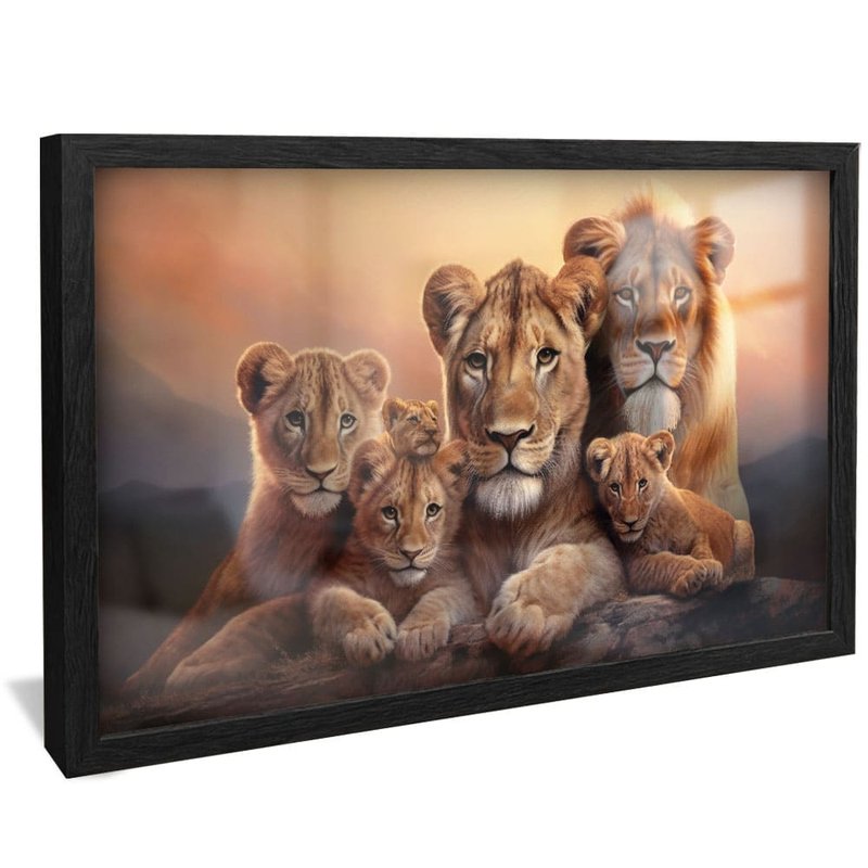 Lions and 4 Puppies V1741 Canvas