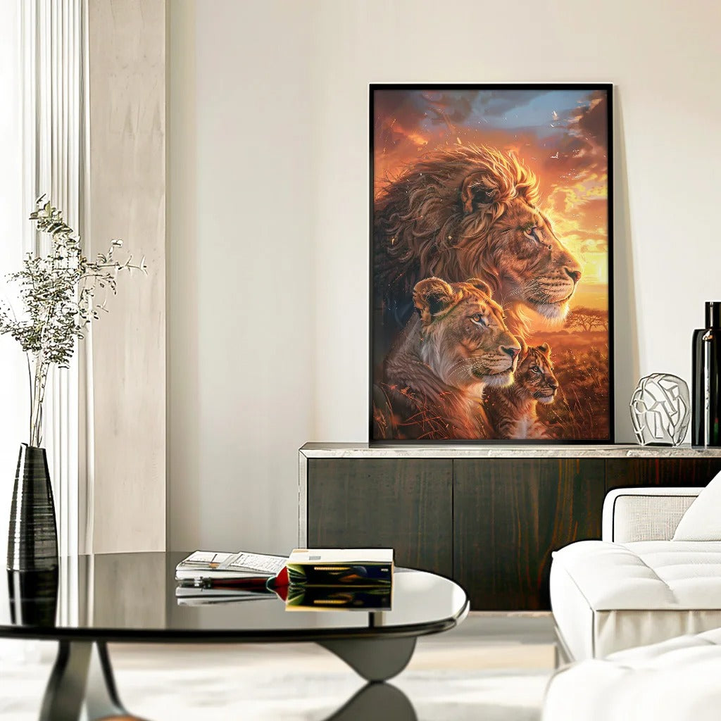 Lions at Sunset v1441 Canvas