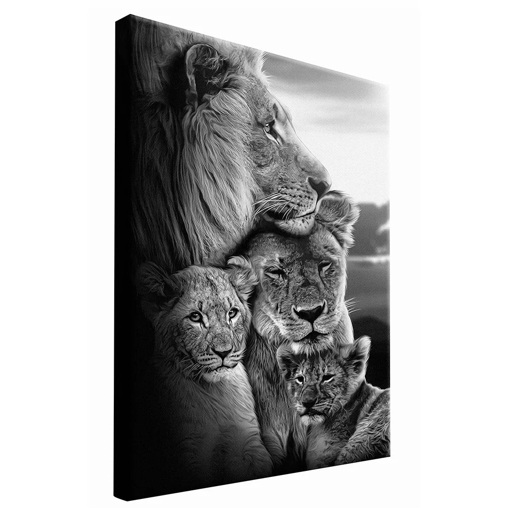 Lion with Two Cubs Canvas