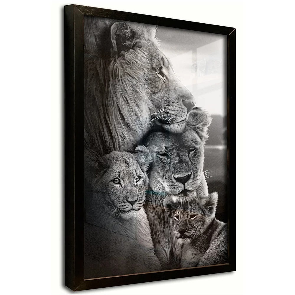 Lion with Two Cubs Canvas