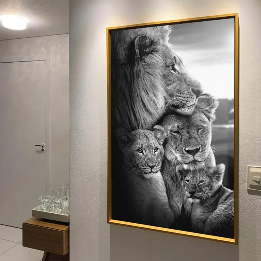 Lion with Two Cubs Canvas